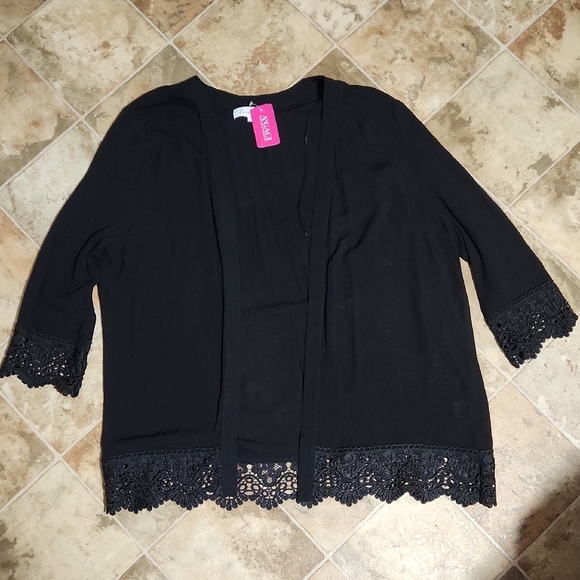 Love Tree  Black Lace Trim Cardigan Size M. - Picture 1 of 10